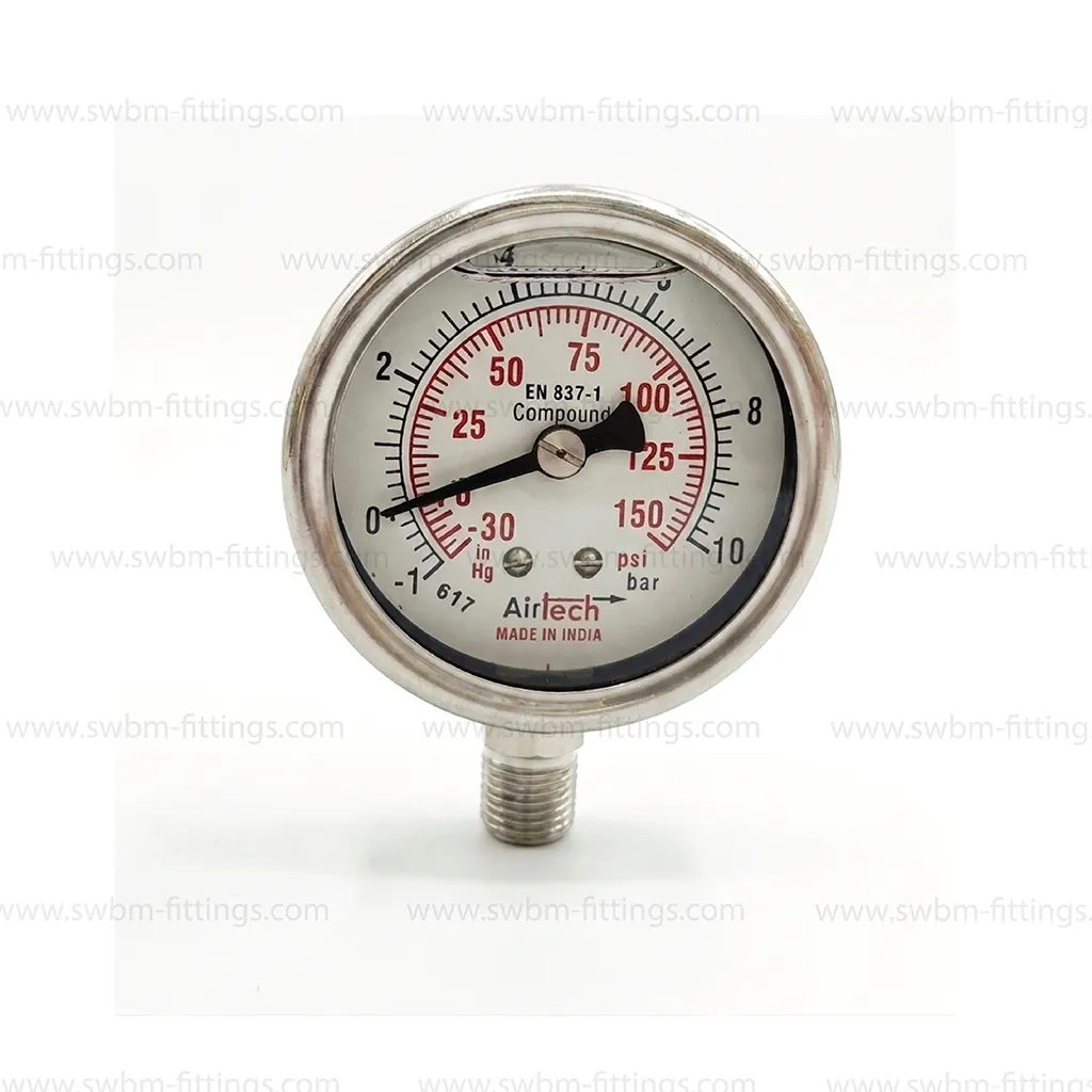 SS PRESSURE GAUGE 21/2" DIAL BOTTOM CONNECTION