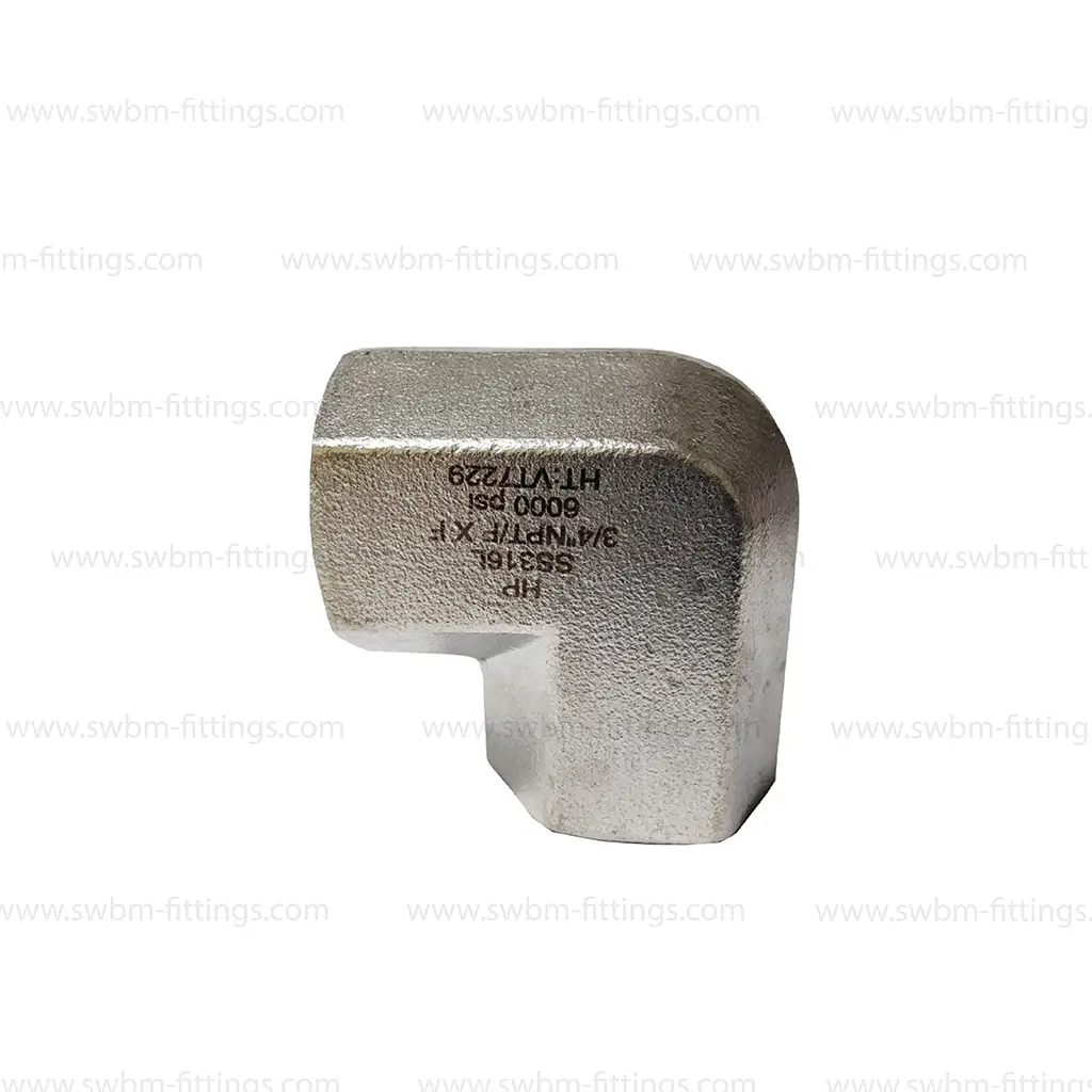 SS316L 6000 PSI HEX ELBOW 90D - THREADED